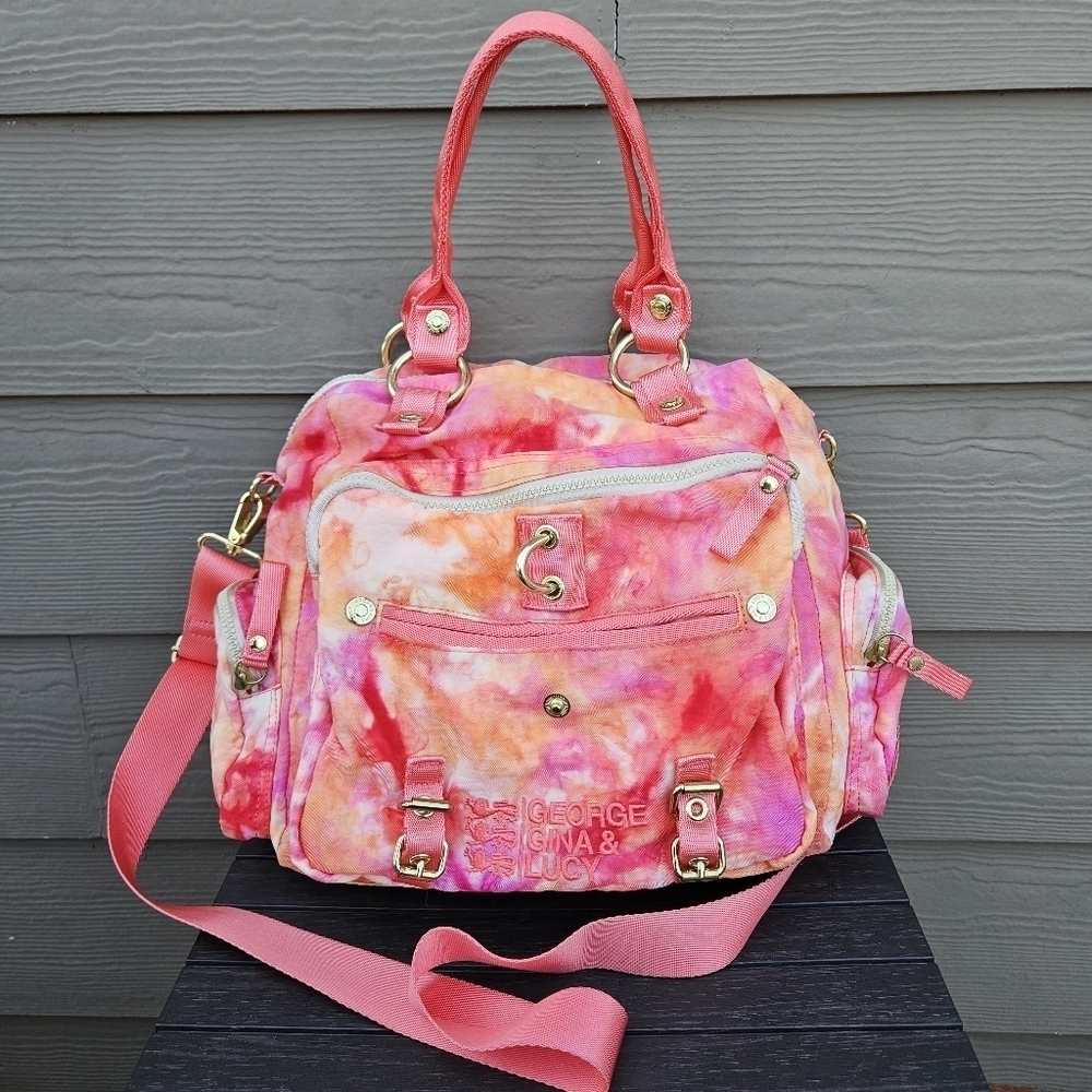George Gina & Lucy Gimmetall Pink Orange Tye Dye Patterned Bag Crossbody Purse